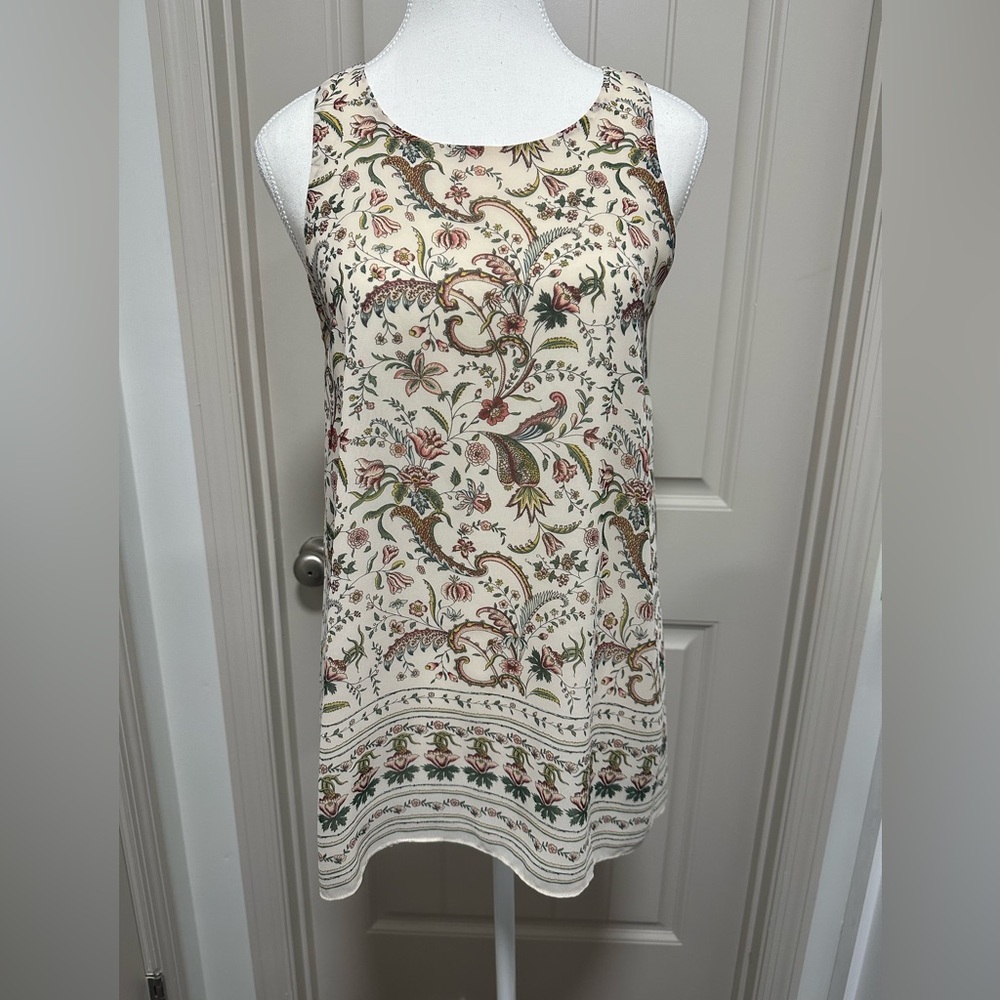 Max Studio Cream Floral Tank Top